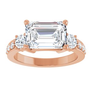 10K Rose Gold 10x7 mm Emerald Ring Mounting – image 5