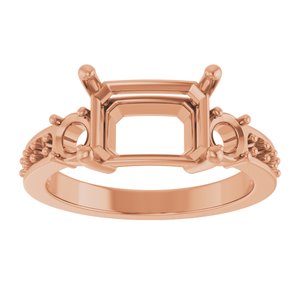 14K Rose Gold 10x7 mm Emerald Ring Mounting – image 6