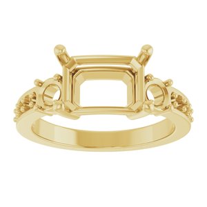 10K Yellow Gold 10x7 mm Emerald Ring Mounting – image 6