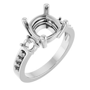 10K White Gold 9x9 mm Cushion Ring Mounting – image 2