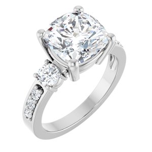 Continuum Sterling Silver 9x9 mm Cushion Ring Mounting