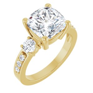 14K Yellow Gold 9x9 mm Cushion Ring Mounting