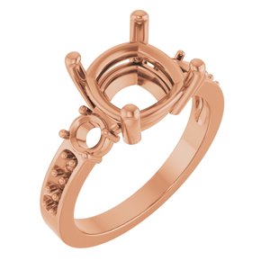 10K Rose Gold 9x9 mm Cushion Ring Mounting – image 2