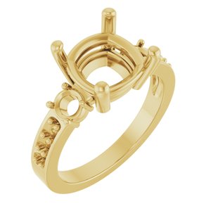 14K Yellow Gold 9x9 mm Cushion Ring Mounting – image 2