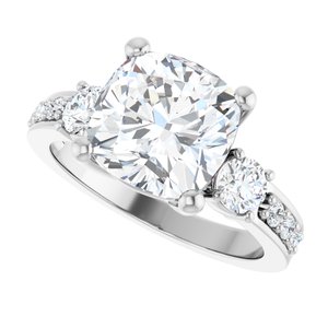 10K White Gold 9x9 mm Cushion Ring Mounting – image 8