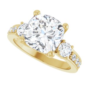 10K Yellow Gold 9x9 mm Cushion Ring Mounting – image 8