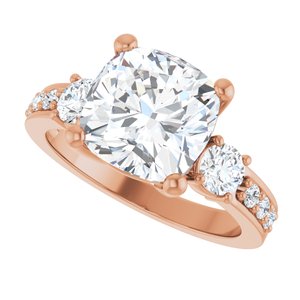 10K Rose Gold 9x9 mm Cushion Ring Mounting – image 8