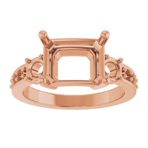 10K Rose Gold 10x8 mm Emerald Ring Mounting – image 6