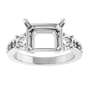14K White Gold 10x8 mm Emerald Ring Mounting – image 6