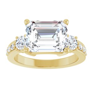 18K Yellow Gold 10x8 mm Emerald Ring Mounting – image 5