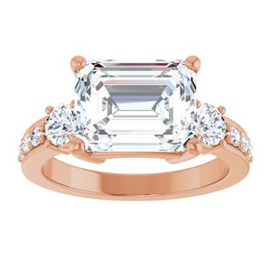 18K Rose Gold 10x8 mm Emerald Ring Mounting – image 5