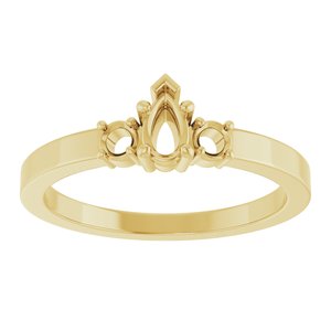 18K Yellow Gold 5x3 mm Pear Ring Mounting – image 6