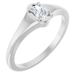 14K White Gold 5x3 mm Oval Ring Mounting