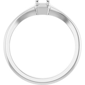 10K White Gold 4.5x3 mm Emerald Ring Mounting – image 4