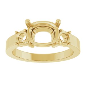 18K Yellow Gold 9x7 mm Elongated Cushion Ring Mounting – image 6
