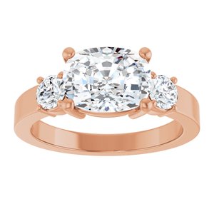 18K Rose Gold 9x7 mm Elongated Cushion Ring Mounting – image 5