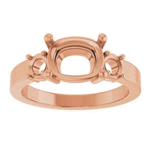 18K Rose Gold 9x7 mm Elongated Cushion Ring Mounting – image 6