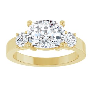 18K Yellow Gold 9x7 mm Elongated Cushion Ring Mounting – image 5