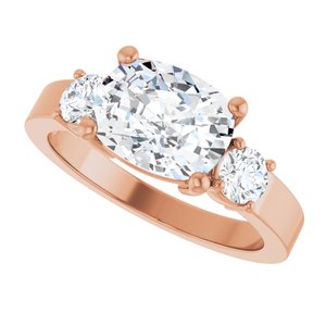 18K Rose Gold 9x7 mm Elongated Cushion Ring Mounting – image 8