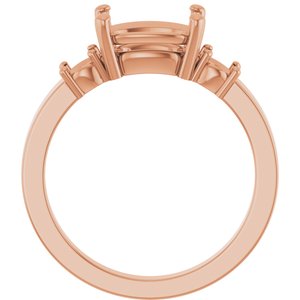18K Rose Gold 9x7 mm Elongated Cushion Ring Mounting – image 4