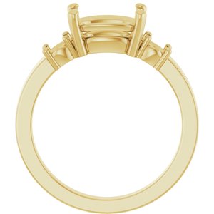 18K Yellow Gold 9x7 mm Elongated Cushion Ring Mounting – image 4