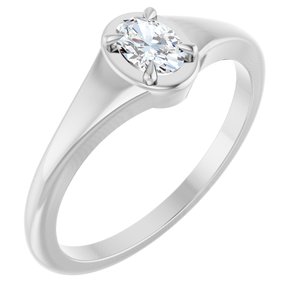 14K X1 White Gold 5x3.5 mm Oval Ring Mounting