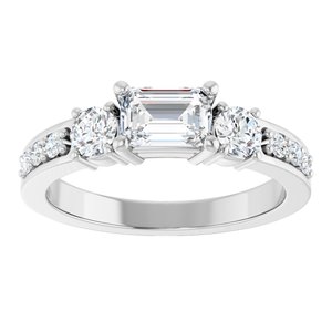 10K White Gold 6x4 mm Emerald Ring Mounting – image 5