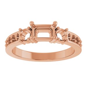 10K Rose Gold 6x4 mm Emerald Ring Mounting – image 6