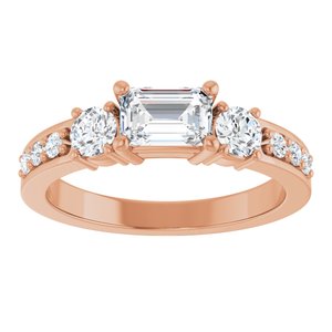 10K Rose Gold 6x4 mm Emerald Ring Mounting – image 5