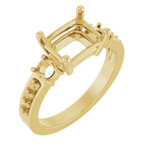 14K Yellow Gold 8.5x6.5 mm Emerald Ring Mounting – image 2