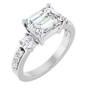 10K White Gold 8.5x6.5 mm Emerald Ring Mounting