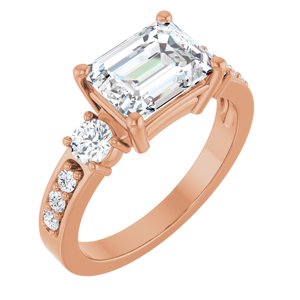 18K Rose Gold 8.5x6.5 mm Emerald Ring Mounting