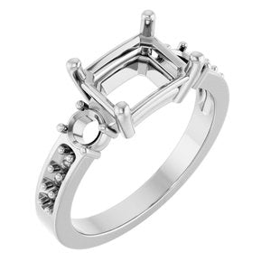 10K White Gold 8.5x6.5 mm Emerald Ring Mounting – image 2