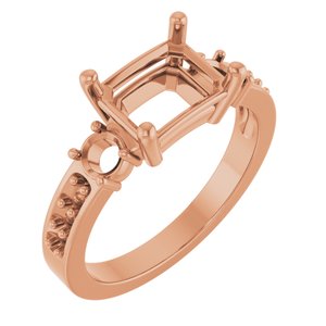 14K Rose Gold 8.5x6.5 mm Emerald Ring Mounting – image 2