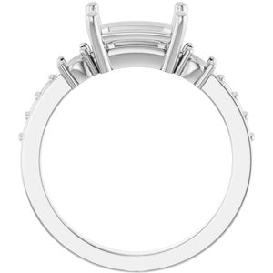 10K White Gold 8.5x6.5 mm Emerald Ring Mounting – image 4