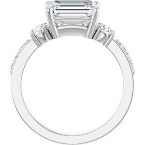 18K White Gold 8.5x6.5 mm Emerald Ring Mounting – image 3