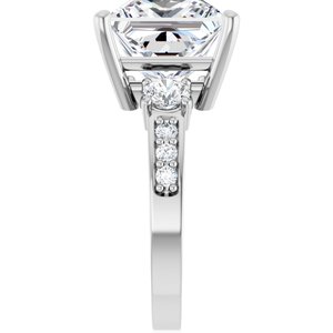 14K White Gold 10x10 mm Square Ring Mounting – image 7