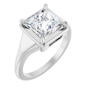 10K White Gold 7.5x7.5 mm Square Ring Mounting