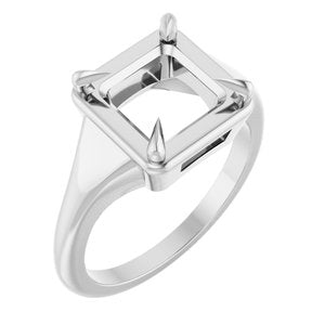 10K White Gold 7.5x7.5 mm Square Ring Mounting – image 2