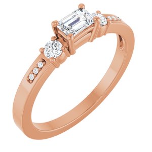 18K Rose Gold 4.5x3 mm Emerald Ring Mounting