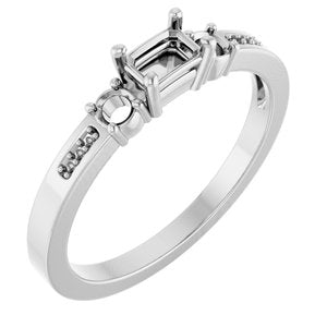 Continuum Sterling Silver 4.5x3 mm Emerald Ring Mounting – image 2