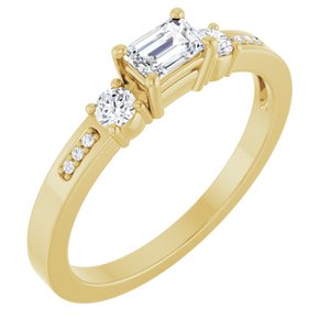 10K Yellow Gold 4.5x3 mm Emerald Ring Mounting