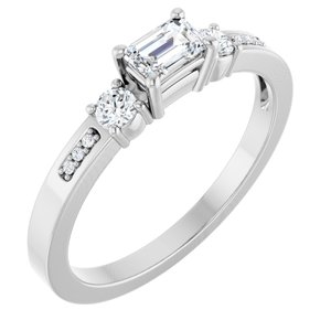 Platinum 4.5x3 mm Emerald Ring Mounting