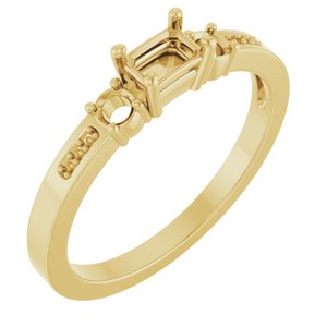 10K Yellow Gold 4.5x3 mm Emerald Ring Mounting – image 2