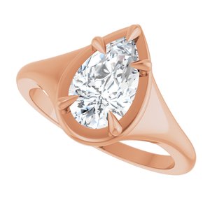 10K Rose Gold 10x6 mm Pear Ring Mounting – image 8