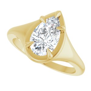 10K Yellow Gold 10x6 mm Pear Ring Mounting – image 8