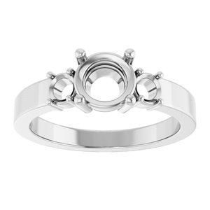 18K White Gold 6.5 mm Round Ring Mounting – image 6