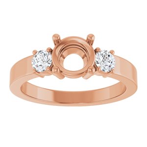 14K Rose Gold 6.5 mm Round Ring Mounting – image 6