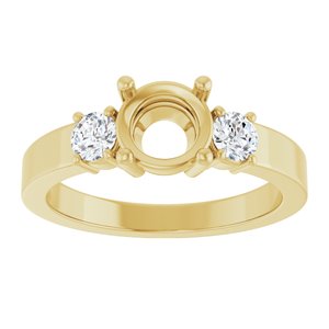 14K Yellow Gold 6.5 mm Round Ring Mounting – image 6