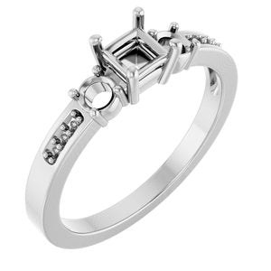 10K White Gold 3.75x3.75 mm Square Ring Mounting – image 2